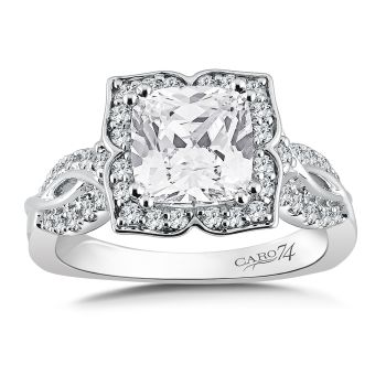 Halo Engagement Ring Mounting in 14K White Gold with Platinum Head (.48 ct. tw.) /CR722W