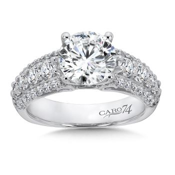 Engagement Ring With Diamond Side Stones in 14K White Gold with Platinum Head (1.12ct. tw.) /CR494W