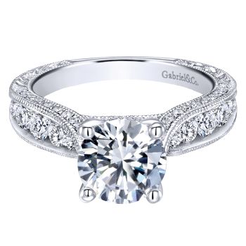 14K White Gold 0.81 ct Diamond Straight Engagement Ring Setting ER12311R6W44JJ