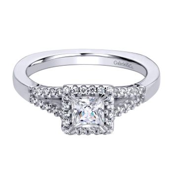 14K White Gold 0.22 ct Diamond Criss Cross Engagement Ring Setting