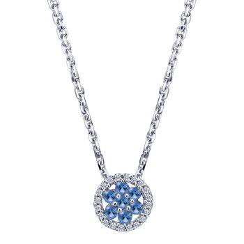 0.08 ct Diamond and Sapphire Fashion Necklace set in 14K White Gold NK1008W45SA