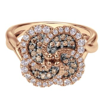 0.60 ct F-G SI Champagne Diamond Fashion Ladie's Ring In 14K Rose Gold LR50398K45CD