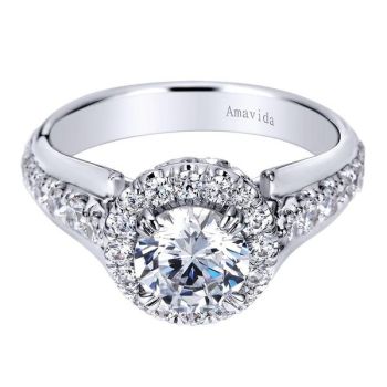 Gabriel & Co 18K White Gold 0.80 ct Diamond Halo Engagement Ring Setting ER9121W83JJ