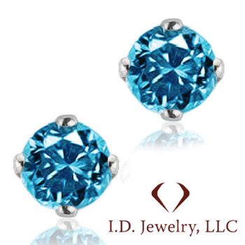 0.50CT Round Cut Blue Diamond Stud Earrings 14K -IDJ011498