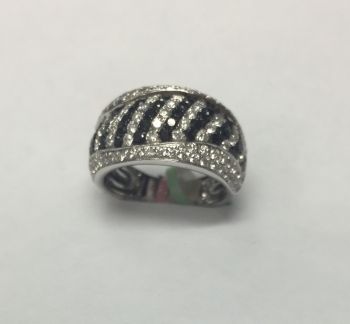 1.85CT White and Black Diamond Ring 18K White Gold - IDJ011555 