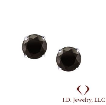 1.55CT Round Cut Black AAA Diamond Stud Earrings 14K -IDJ011617