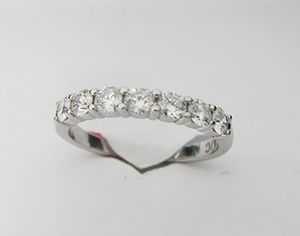 0.63CT F SI1 Round Cut 7 Stone Diamond Wedding Band 14K White Gold -IDJ012437