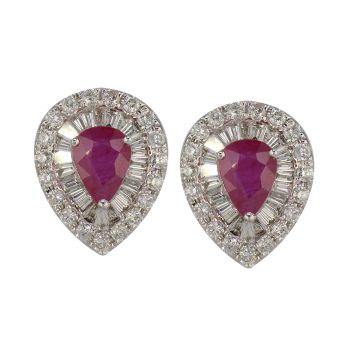 2.74CTW Ruby and Diamond Earrings In 18K White Gold/IDJ14341