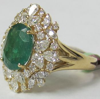 5.10CT Emerald and Diamond Cocktail Fashion Ring in 18K Yellow Gold/IDJ14768
