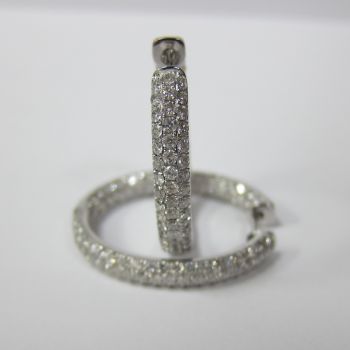 5.10CT F SI1 Oval Shape Diamond Hoop Pave Earrings 18K White Gold -IDJ014773
