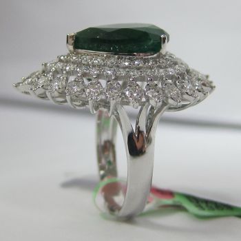 8.54CT F SI Emerald and Diamond Ring 18K White Gold/IDJ14785