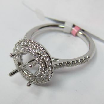 0.51CT Double Round Halo Diamond Engagement Ring Setting In 18K White Gold-IDJ014809