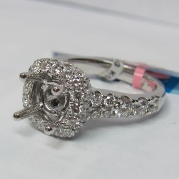 1.69CT Cushion Halo Center Diamond Engagement Ring Setting In 18K White Gold - IDJ014810