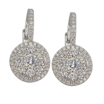 1.63CT Cluster Diamond Earrings In 18K White Gold/IDJ15363