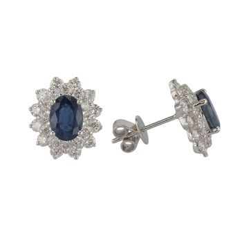 3.00CT Sapphire and Diamond Earrings In 18K White Gold 019604