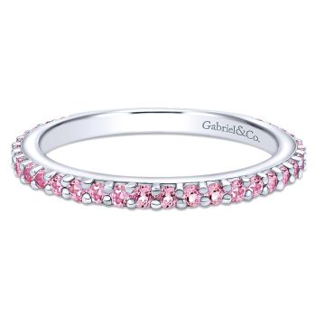 0.54 - Ladies' Ring
 14k White Gold Pink Created Zircon Stackable /LR4576W4JPZ-IGCD