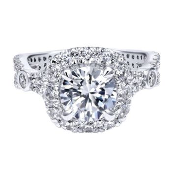 18K White Gold 1.32 ct Diamond Halo Engagement Ring Setting ER11974R6W83JJ