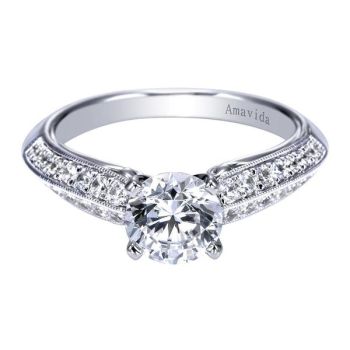 Gabriel & Co 18K White Gold 0.37 ct Diamond Straight Engagement Ring Setting ER6188W83JJ