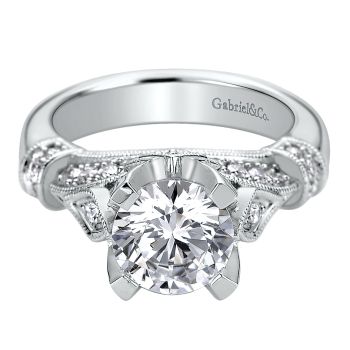 0.42 ct - Diamond Engagement Ring Set in 14k White Gold Split Shank /ER9269W44JJ-IGCD