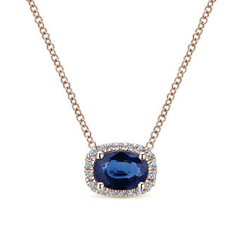 0.15 ct - Necklace
 14k Pink Gold Diamond And Sapphire Fashion /NK5309K45SA-IGCD