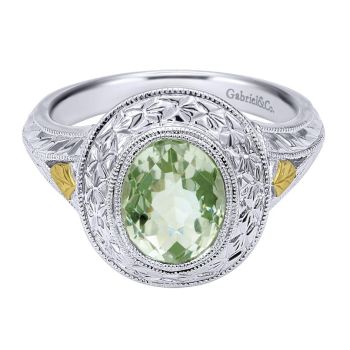 Diamond Smoky Quartz Fashion Ladie's Ring In Silver/18K Gold LR5865MYJGA