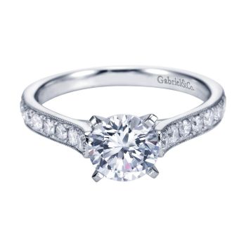 14K White Gold 0.37 ct Diamond Straight Engagement Ring Setting ER7447W44JJ