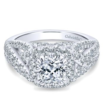 1.26 ct Diamond Engagement Ring - Set in 14k White Gold Diamond Halo /ER12683C4W44JJ-IGCD