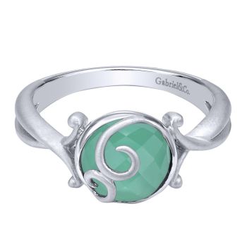 Crystal & green Onyx Fashion Ladie's Ring In Silver 925 LR50377SVJXG