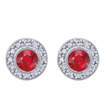 14k White Gold Diamond and Ruby Stud Earrings 0.12 ct EG9560W44RA