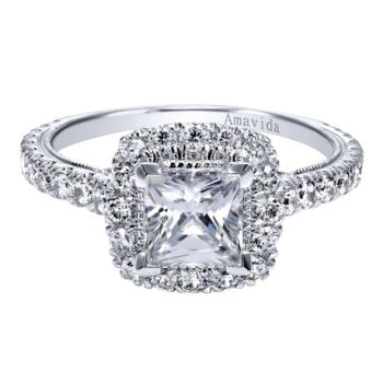 Gabriel & Co 18K White Gold 0.70 ct Diamond Halo Engagement Ring Setting ER11819S4W83JJ