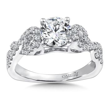 Diamond Engagement Ring Mounting in 14K White Gold with Platinum Head (.39 ct. tw.) /CR777W