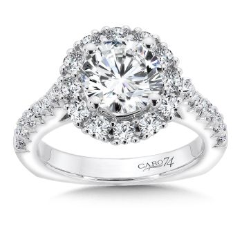 Grand Opulance Collection Round Halo Engagement Ring in 14K White Gold (0.97ct. tw.) /CR451W
