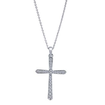 0.15 ct ct Diamond Cross Necklace set in 14K White Gold NK2214W45JJ