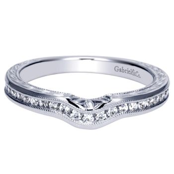 0.37 ct F-G SI Diamond Curved Wedding Band In 14K White Gold WB8533W44JJ
