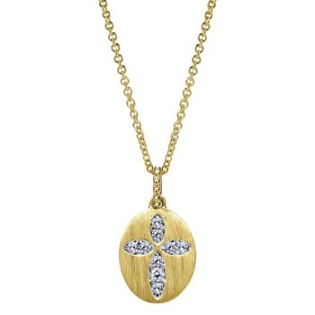 0.13 ct Round Diamond Cross Necklace set in set in 14KT Yellow Gold NK4694Y45JJ