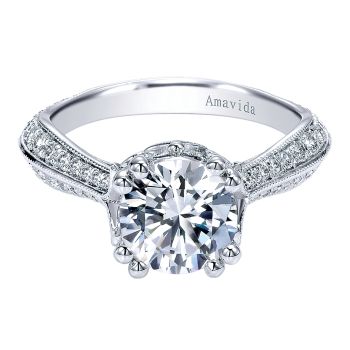 0.50 ct - Diamond Engagement Ring Set in 18k White Gold - Straight Setting /ER11802R6W83JJ-IGCD