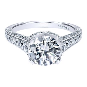 0.92 ct - Straight Setting Diamond Engagement Ring Set in 18k White Gold /ER11707R8W83JJ-IGCD