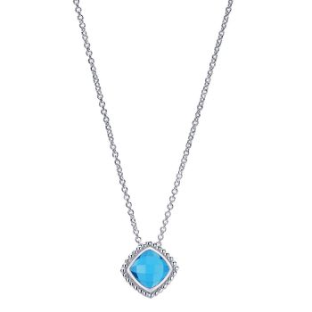 925 Silver Swiss Blue Topaz Fashion Necklace NK3816SVJBT