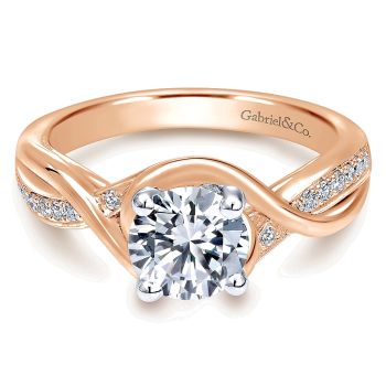 0.10 ct - Diamond Engagement Ring Set in 14k White/Pink Gold Criss Cross /ER10315T44JJ-IGCD