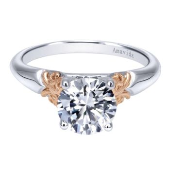 18K White and Pink Gold Straight Engagement Ring Setting ER11916R4T8JJJ
