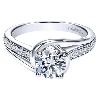 0.2 ct - Diamond Engagement Ring Set in 14K White Gold Diamond Bypass /ER10313W44JJ-IGCD