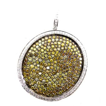 GIA Certified Pave Set Fancy Yellow Color Diamond Pendant set in 18kt White and Yellow Gold /SEP17053Y