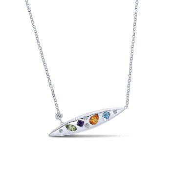 1.16 ct - Necklace
 925 Silver Multi Color Stones Fashion /NK4822SVJMC-IGCD