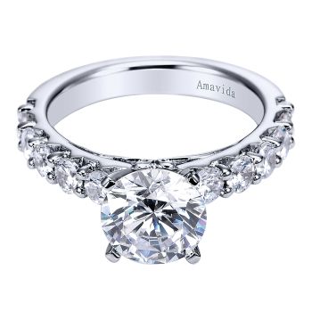1.00 ct - Diamond Engagement Ring Set in 18k White Gold - Straight Setting /ER6210W83JJ-IGCD