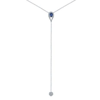 0.23 ct - Necklace
 14k White Gold Diamond And Sapphire Y Knots /NK5398W45SA-IGCD