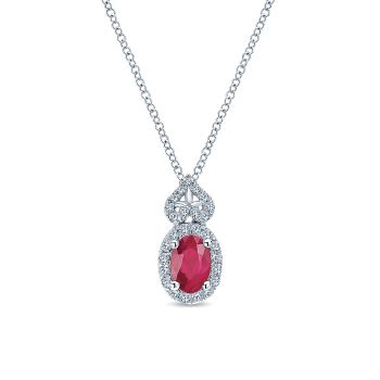 0.23 ct - Necklace
 14k White Gold Diamond And Ruby Fashion /NK4446W45RB-IGCD