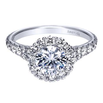 Gabriel & Co 18K White Gold 0.83 ct Diamond Halo Engagement Ring Setting ER7923W83JJ