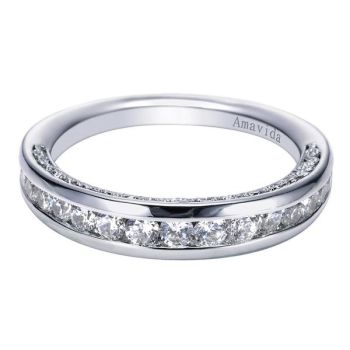 0.63 ct F-G SI Diamond Straight Wedding Band In 18K White Gold WB6228W83JJ