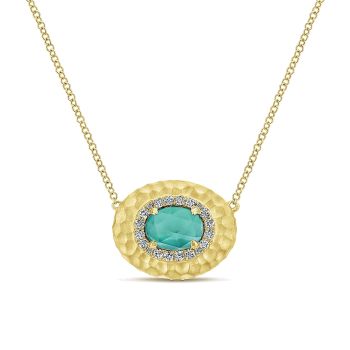 0.20 ct - Necklace
 14k Yellow Gold Diamond Rock Crystal & green Onyx Fashion /NK4920Y45XG-IGCD