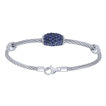 0.06 ct Sapphire Bangle In Silver 925/Stainless Steel BG3338MX5SB